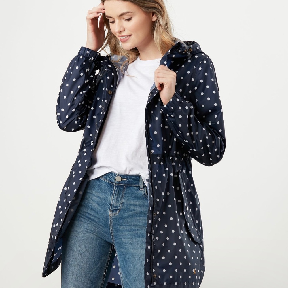 NWT Joules Golightly Packable Raincoat in Navy Spot ⚓️⛵️